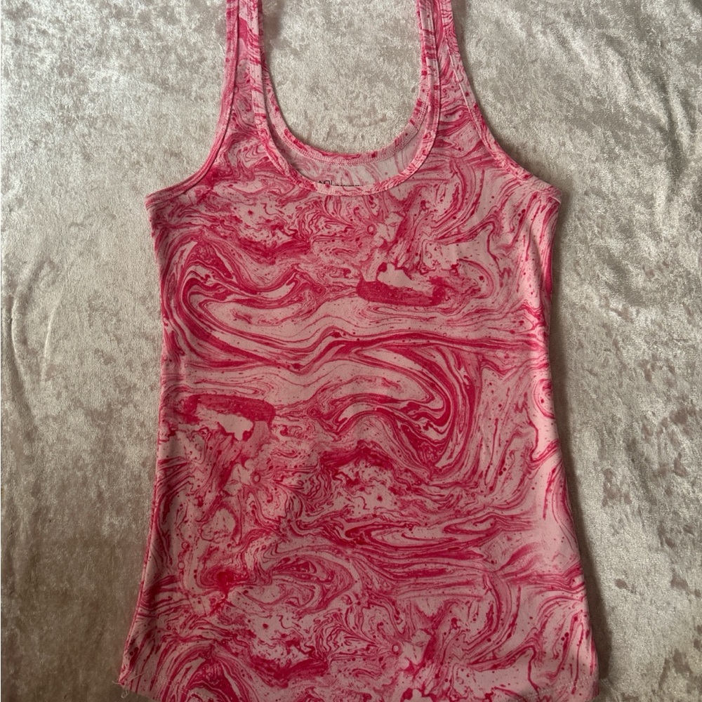 No Boundaries Swirl Pattern Tank Top - Pink and White